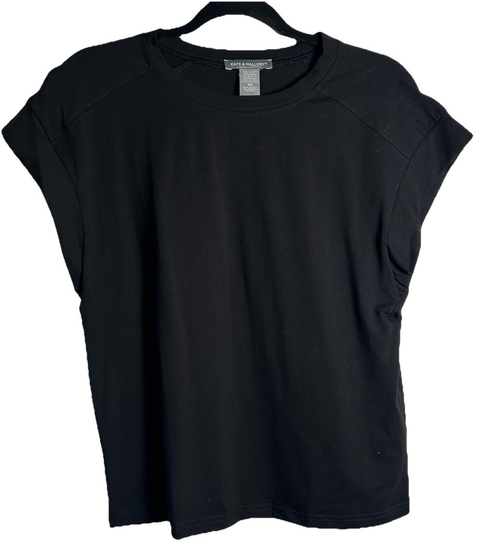 Kate & Mallory Women's Black Short Sleeve Stretch Top Athleisure Size XS NWOT
